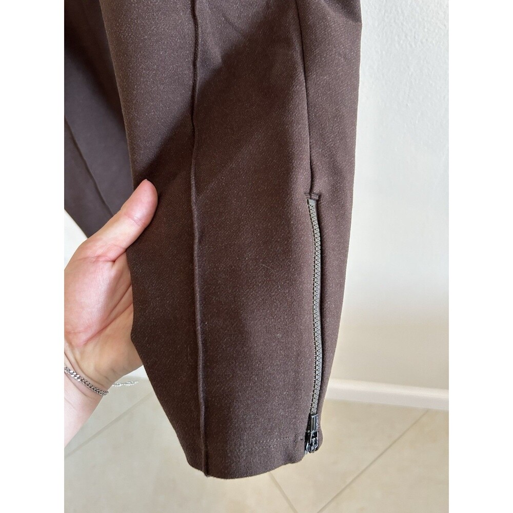 Athleta Venice Heathered Pintuck Pant, Dark Brown Heather SIZE Medium Petite - Picture 3 of 7